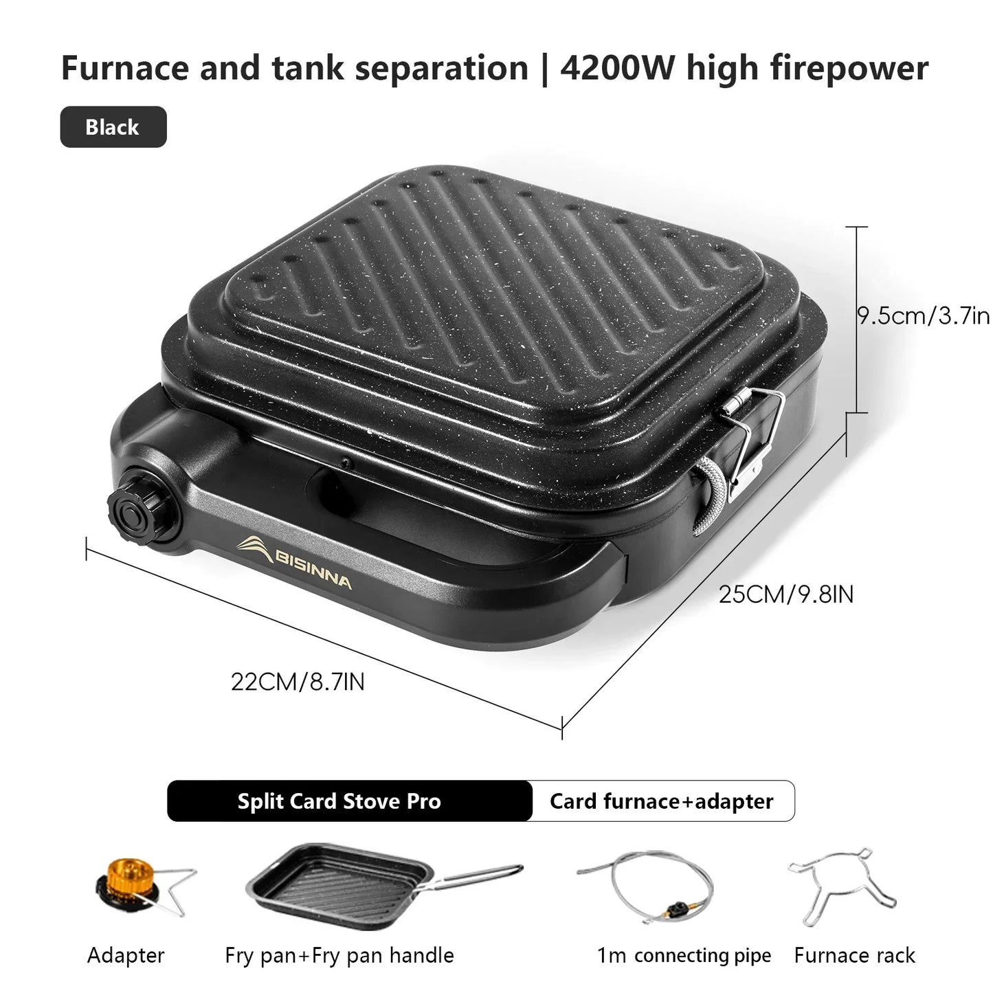 4200W Camping Gas Stove Black