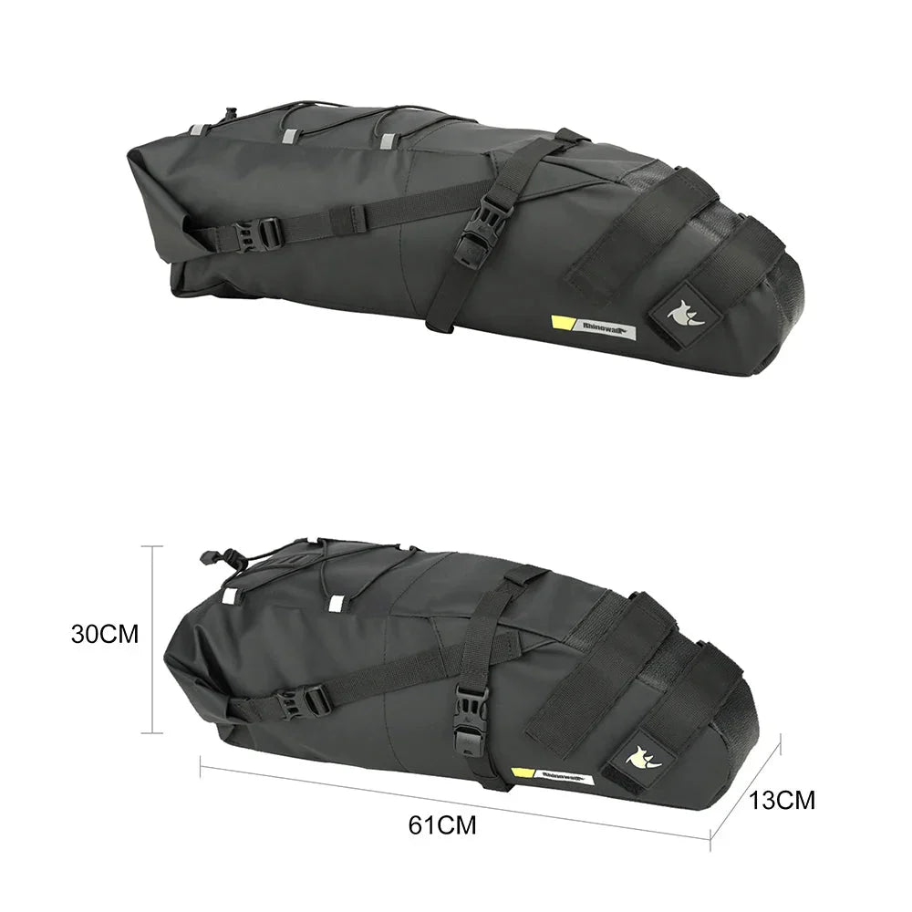 Waterproof 10L Bike Saddle Bag Foldable Rear Pannier Black