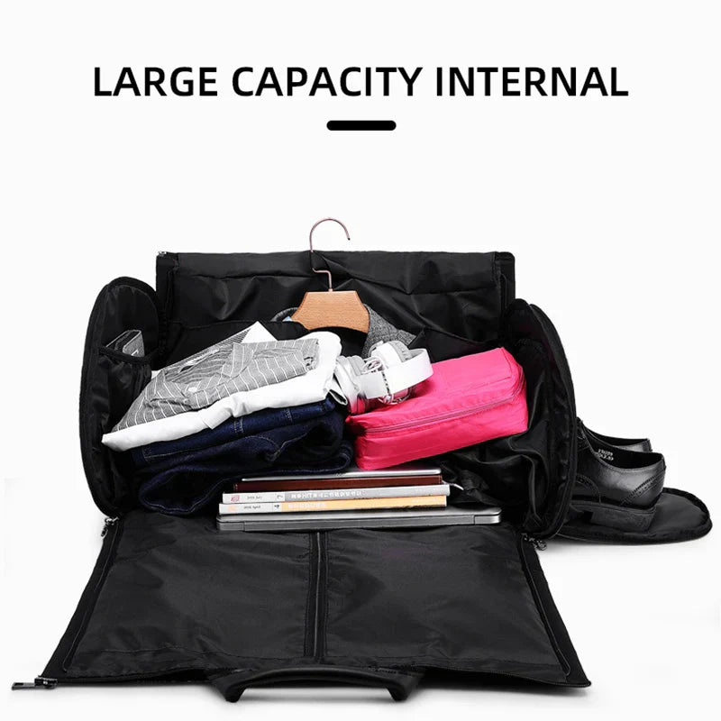 Convertible Garment Duffel Bag Travel Black