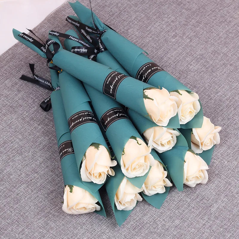 Elegant 20-Piece Soap Rose Artificial Flowers Set - Rose Champagne Color
