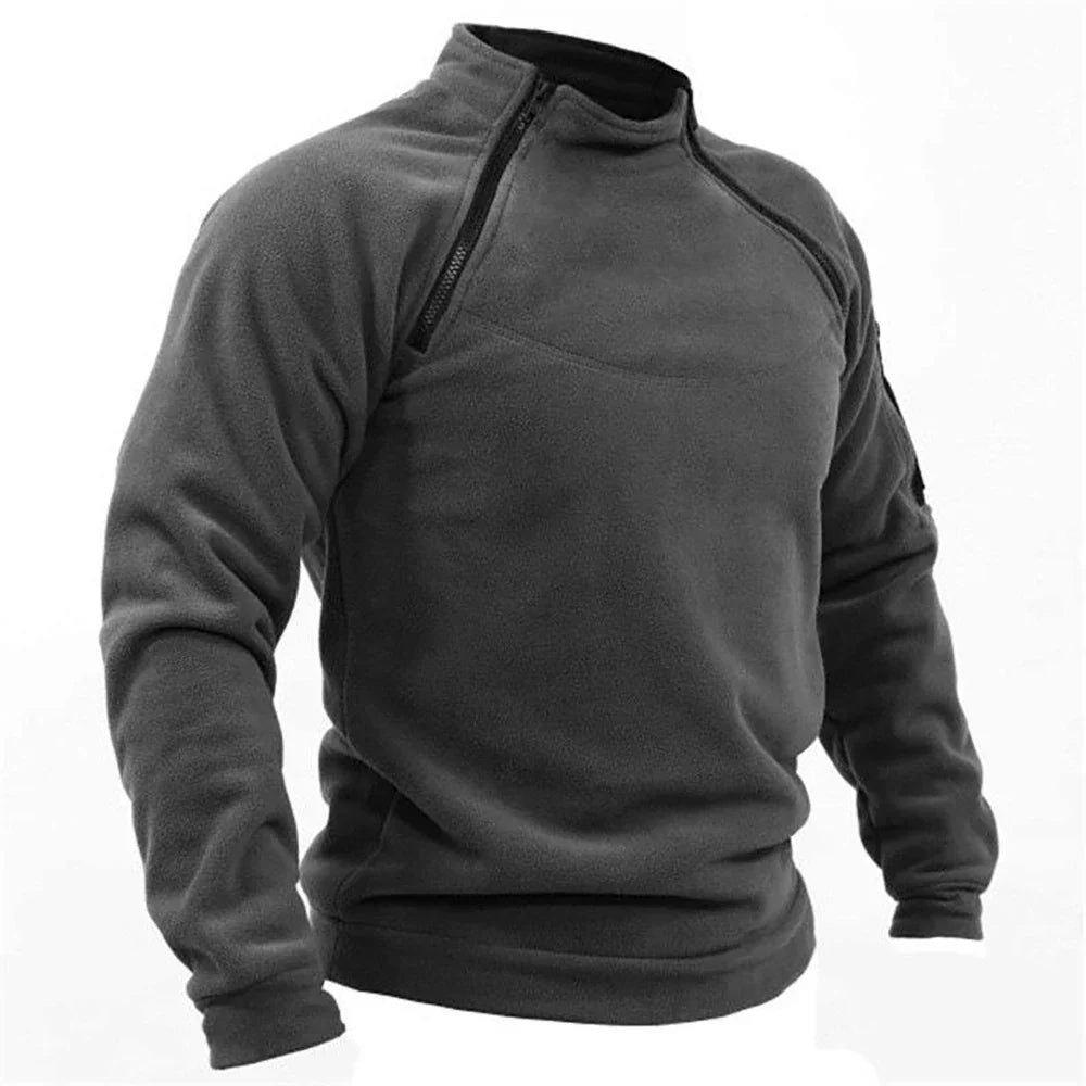 Men's Tactical Fleece Pullover Jacket Outdoor Hiking (Dark Grey)