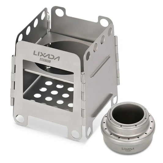 Folding Wood Stove with Mini Alcohol Stove Silver