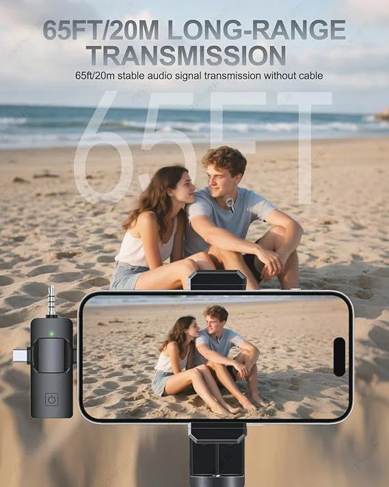 Wireless Lavalier Microphone for iPhone Android Live Recording