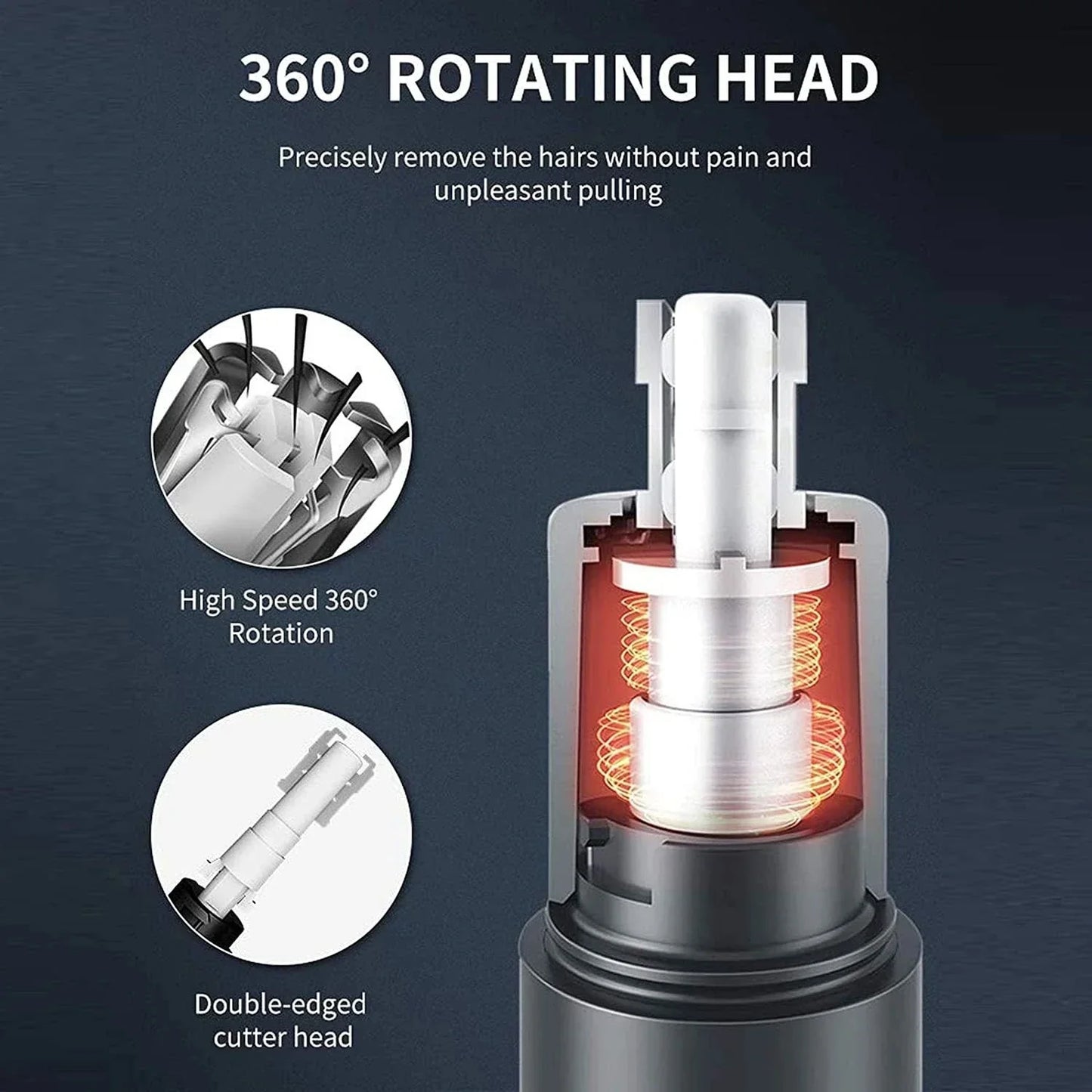 3-in-1 Electric Nose Ear Hair Trimmer Painless Rechargeable Clipper Black