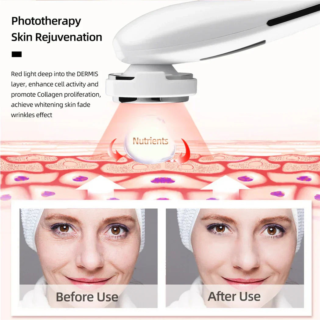Ultrasonic Skin Scrubber, EMS Massager, LED Light Therapy Beauty - Illuminate, Lift, and Rejuvenate Your Skin