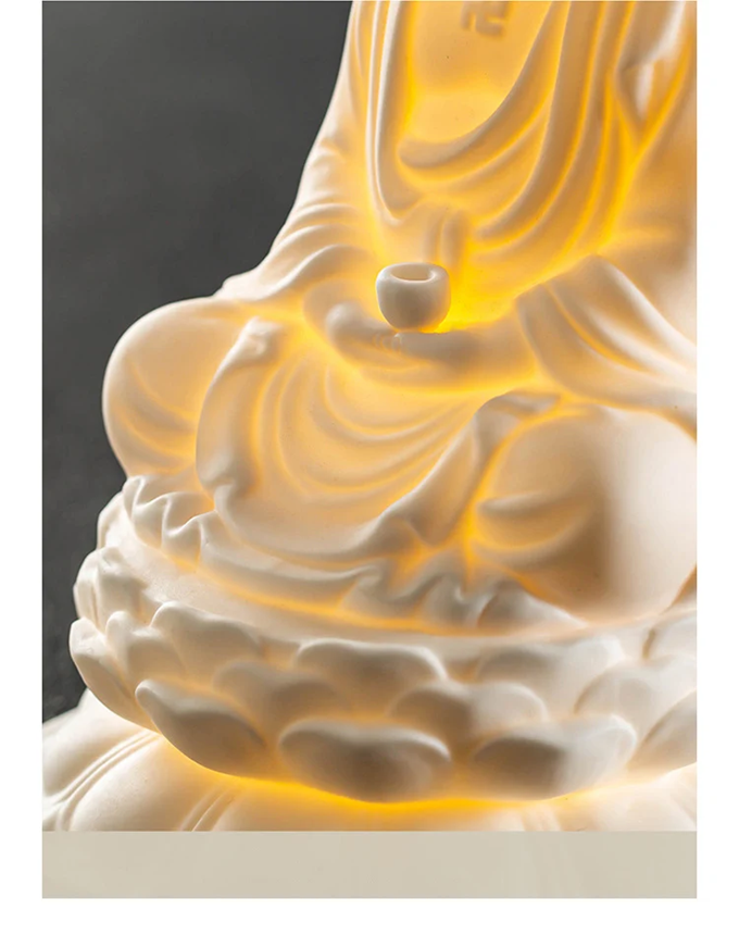 Ceramic Buddha LED Lamp: Tranquil Dhyana Sculpture