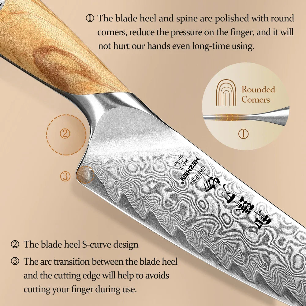 Flagship Series 5-Inch Utility Knife 73-Layer Powder Damascus Steel Brown