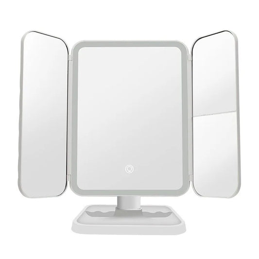 Trifold LED Makeup Mirror - Smart Complementary Beauty Lights