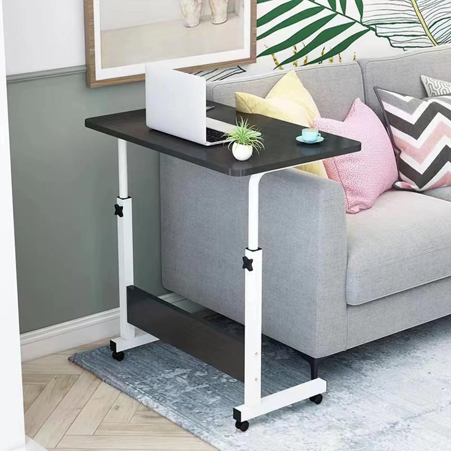 Mobile Standing Desk - Height Adjustable Bedside Sofa Desk (40x60cm, Black)