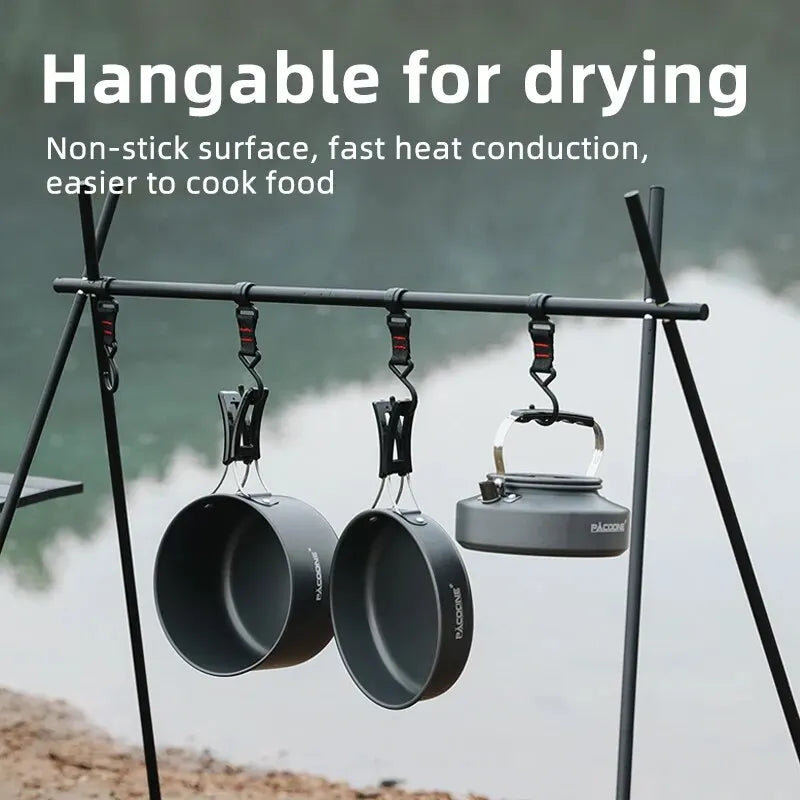 Portable Aluminum Camping Cookware Kit Grey