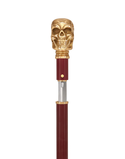 Custom RC Swords Brass Skull Handle Sword Cane – Mahogany Metal Shaft, 29" Blade