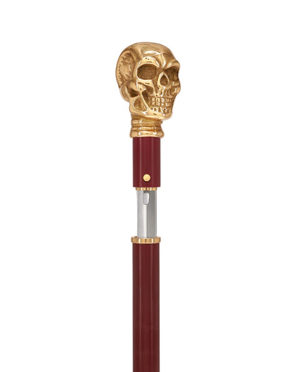 Custom RC Swords Brass Skull Handle Sword Cane – Mahogany Metal Shaft, 29" Blade