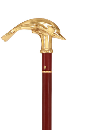 Custom RC Swords Brass Dolphin Handle Sword Cane – Mahogany Metal Shaft, 29" Blade