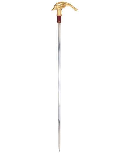 Custom RC Swords Brass Dolphin Handle Sword Cane – Mahogany Metal Shaft, 29" Blade