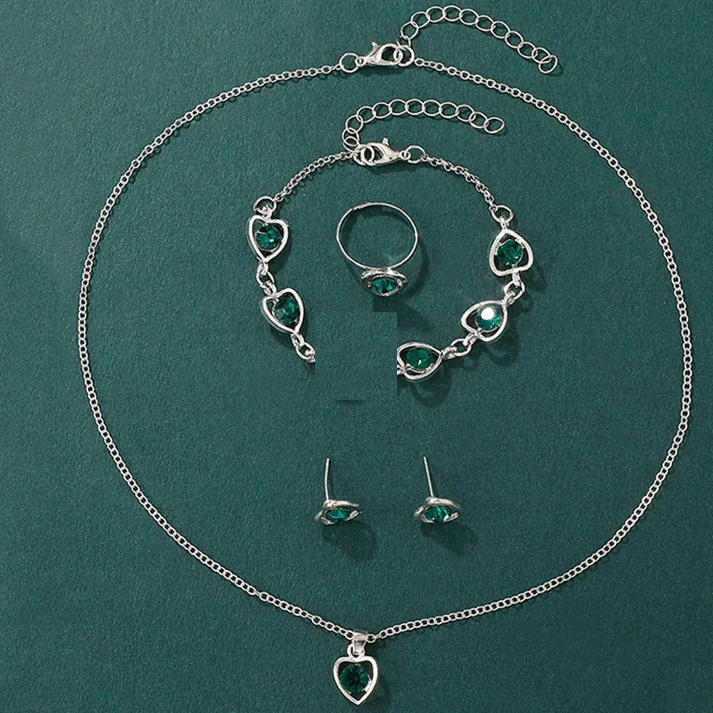 Women's Luxury Watch Jewelry Set with Heart Accents