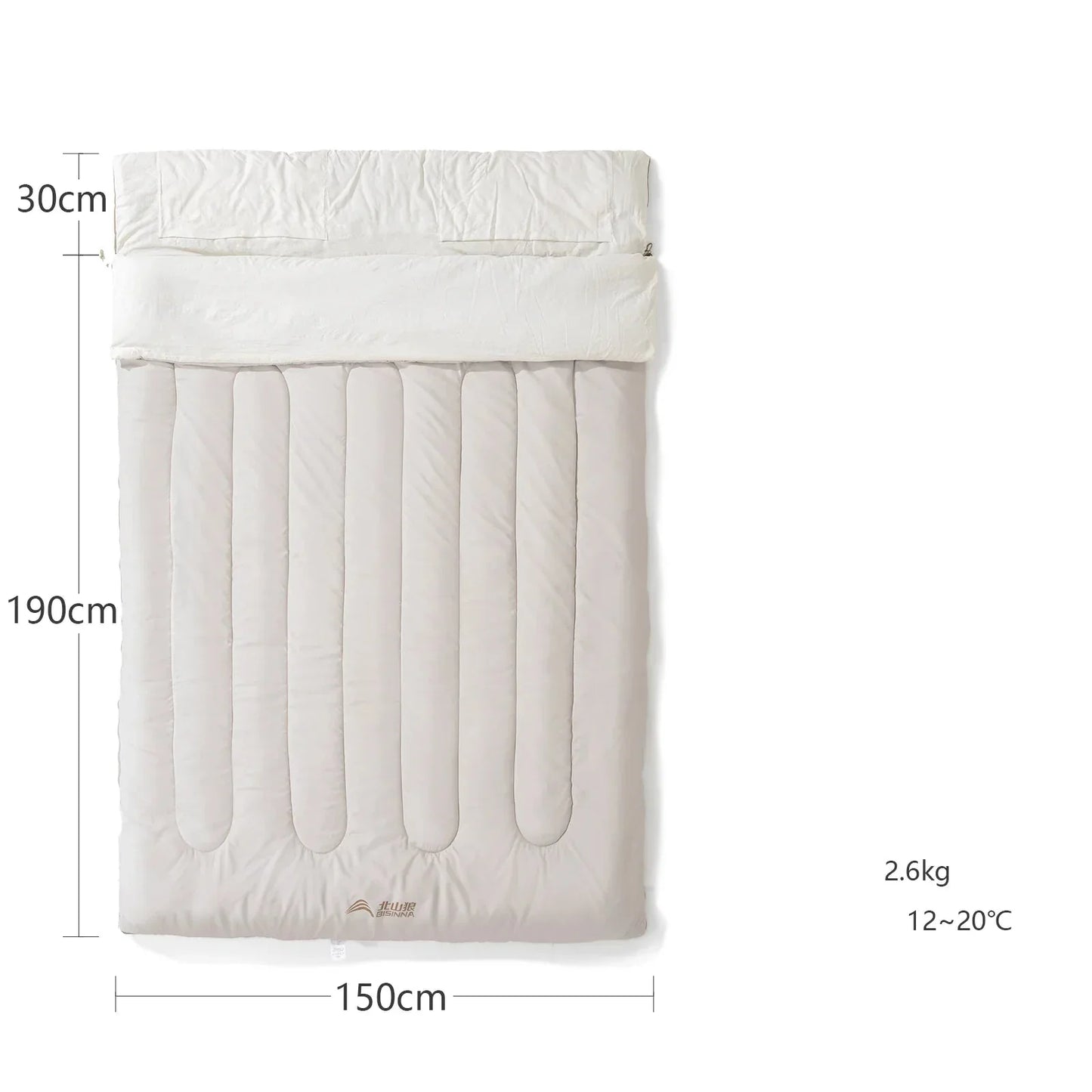 2-Person Detachable Camping Sleeping Bag 2.6kg Grey