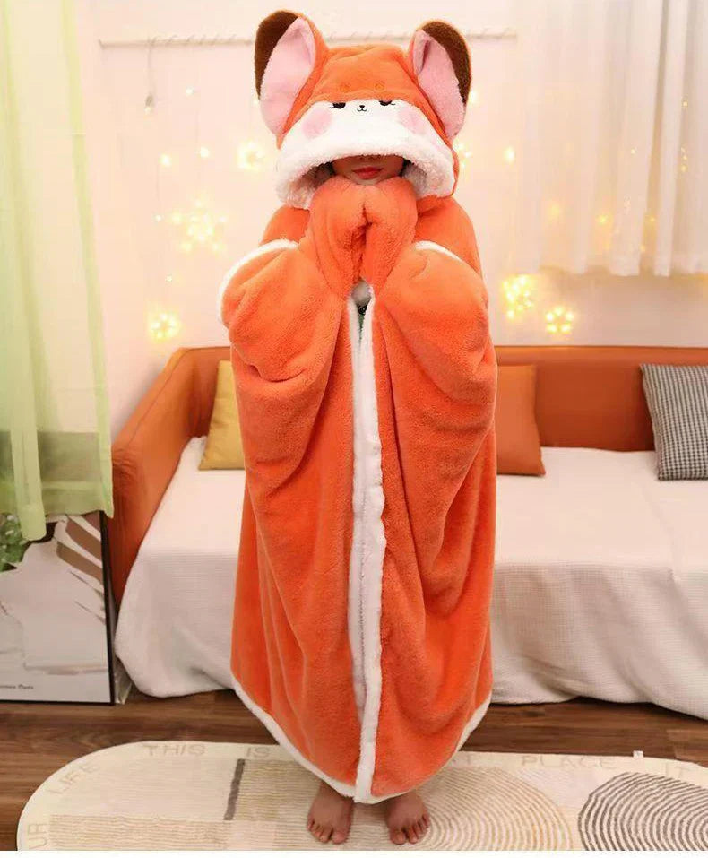Cartoon Fox Wearable Blanket Cloak