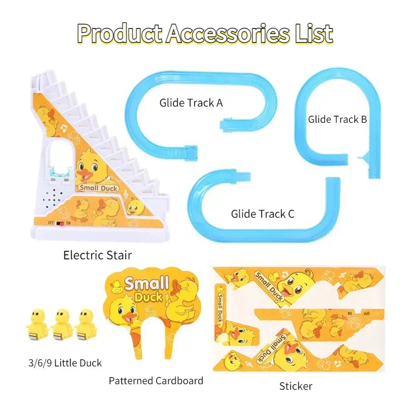 9PCS Electric Duck Climbing Stairs Toy