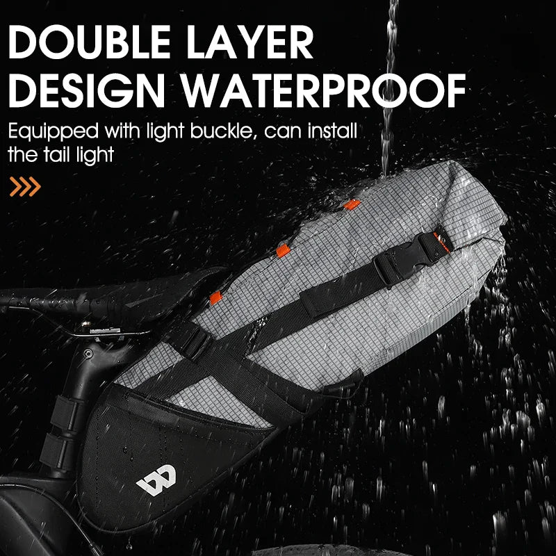 Waterproof 10L Reflective Bike Saddle Bag Gray