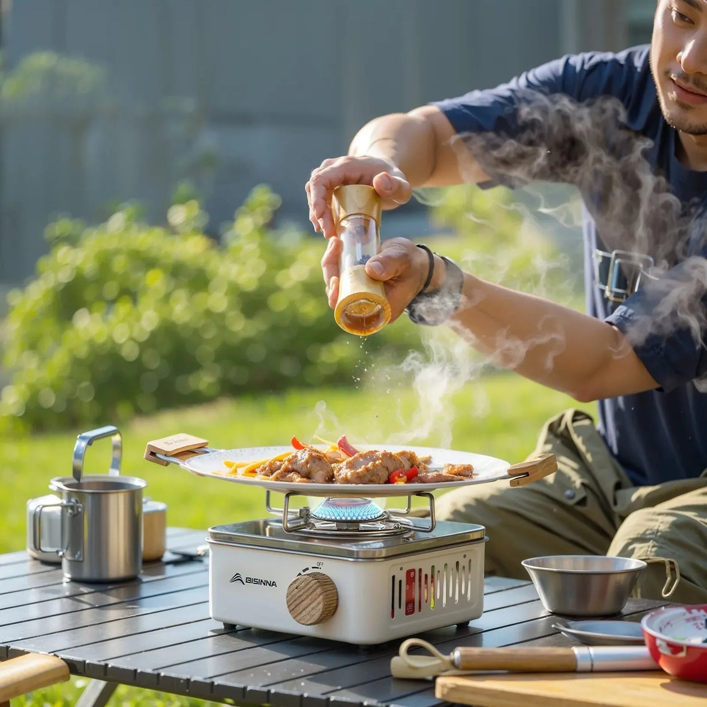 2800W Portable Camping Gas Stove High Firepower Cassette Furnace White