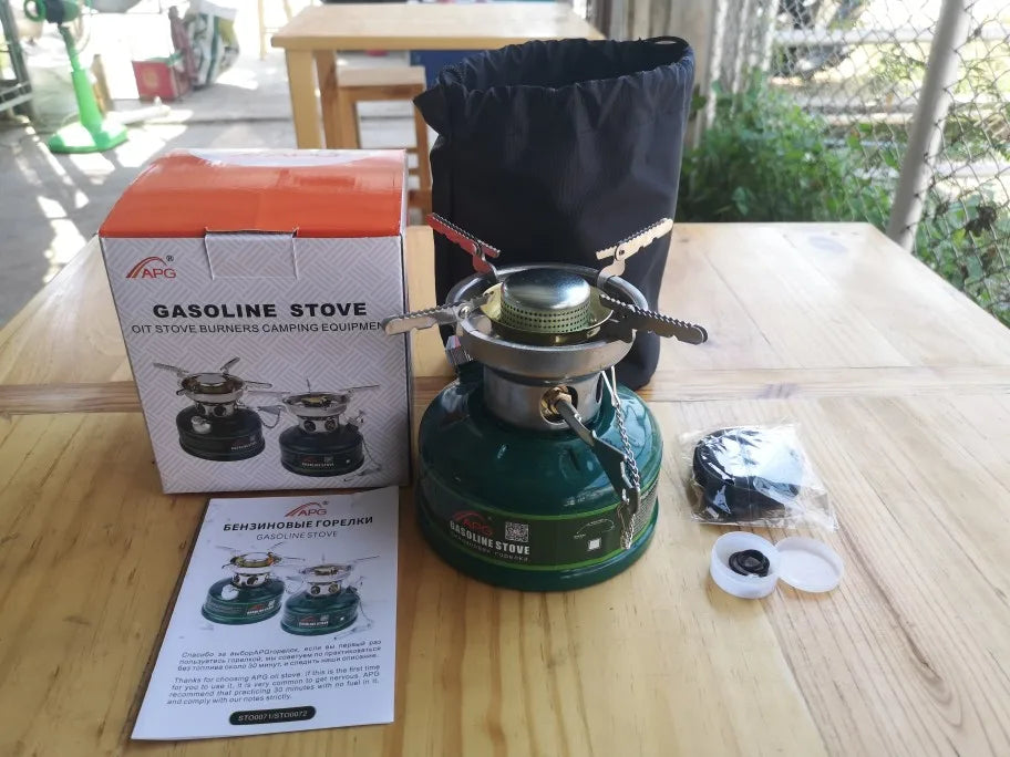 Camping Gasoline Oil Stove with Silencer Green