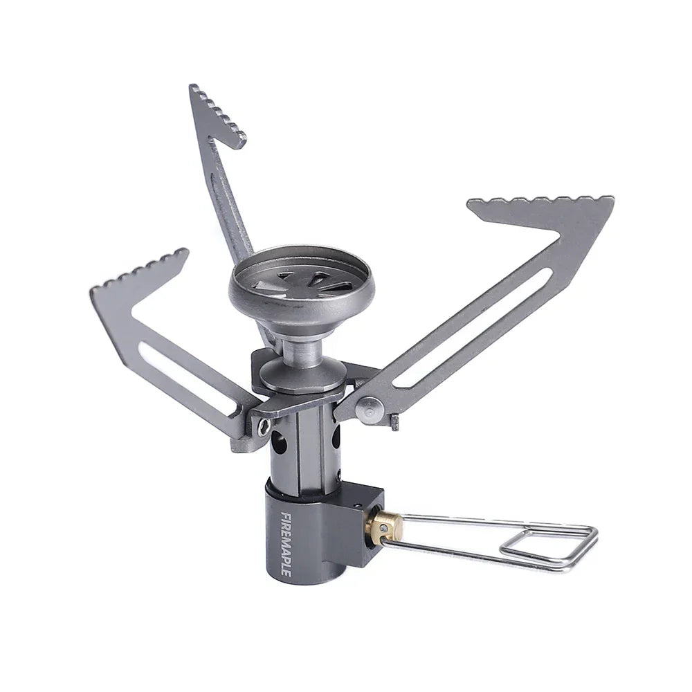 Ultralight Titanium Gas Stove Compact Windproof Camping Burner Silver
