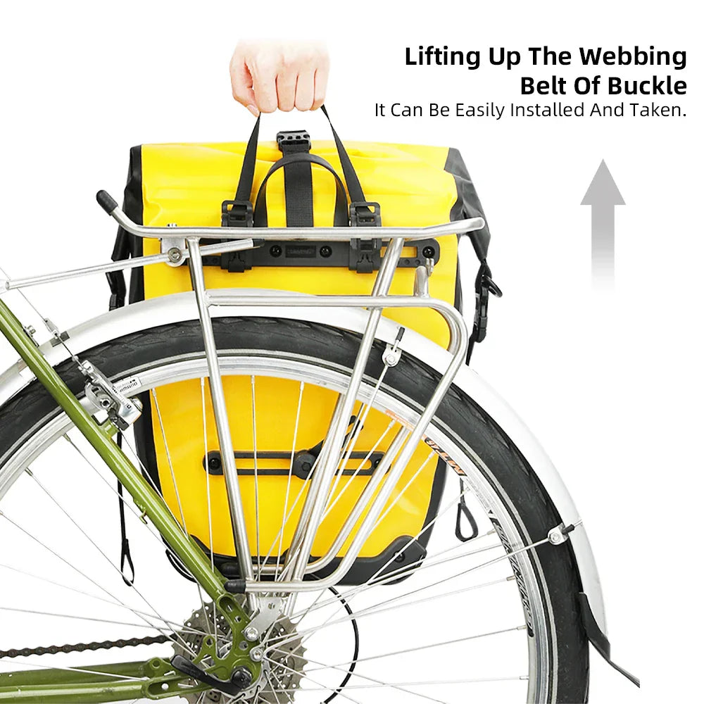 20L Rear Rack Bike Bag Waterproof Polyester Trunk Pannier Yellow