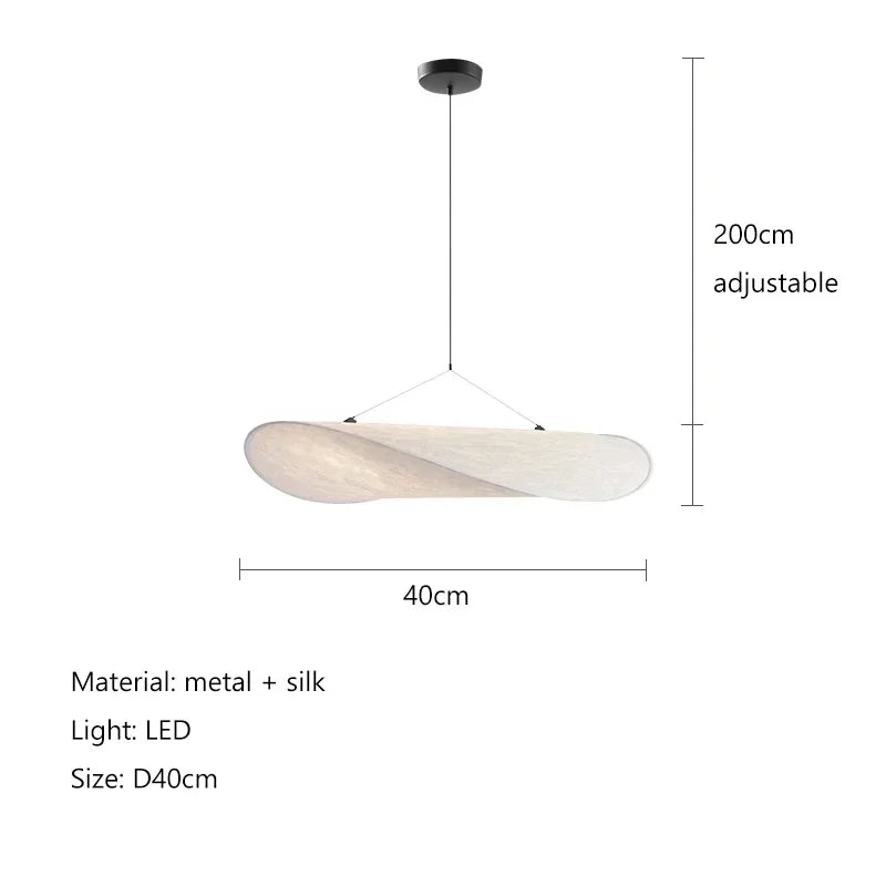 Silk Fabric Tense LED Ceiling Chandelier - Remote Control Dimmable Pendant Hanging Lamp
