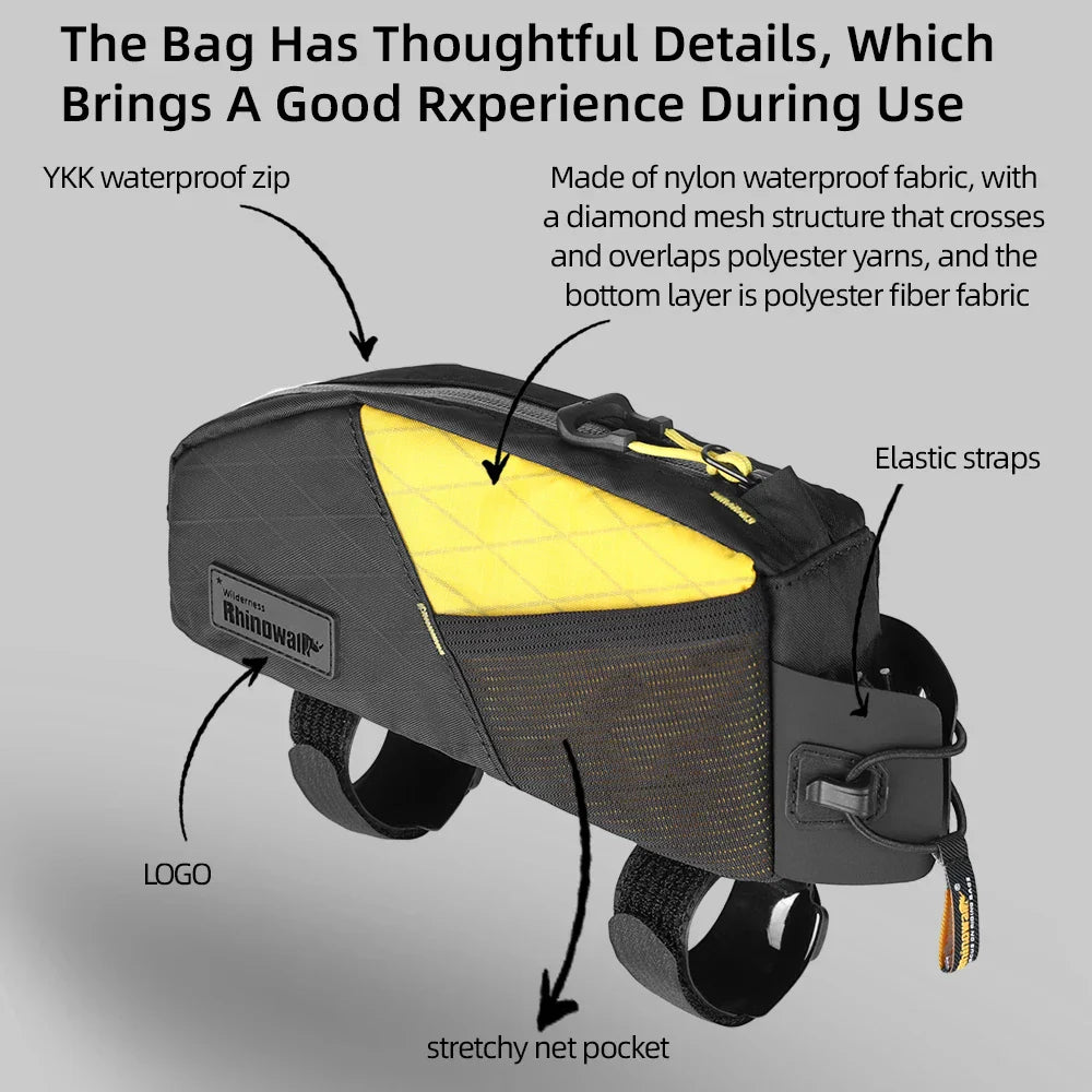 1.2L Top Tube Bike Bag Leg-Free Design Yellow