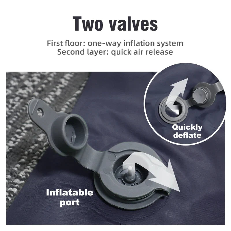 Extra-Wide Double Inflatable Camping Mattress Folding Pad Blue