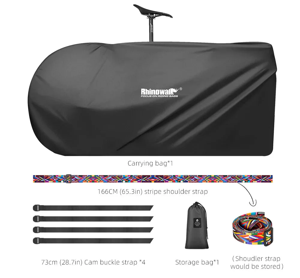 Portable Bike Storage Travel Bag–Water-Resistant Polyester Case Black