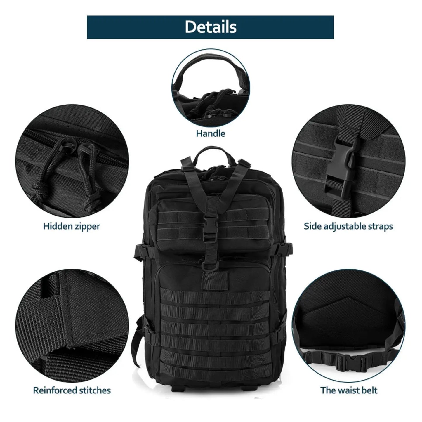 Waterproof Hiking Backpack Outdoor Bag (Black)
