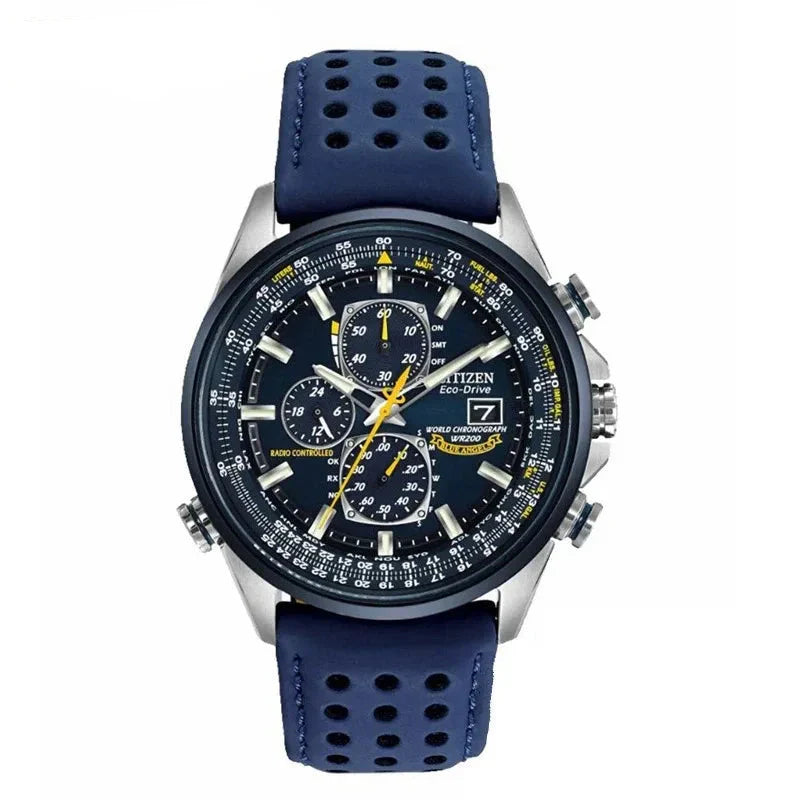 Men's Quartz Watch Waterproof Stainless Steel (Blue Rubber belt)