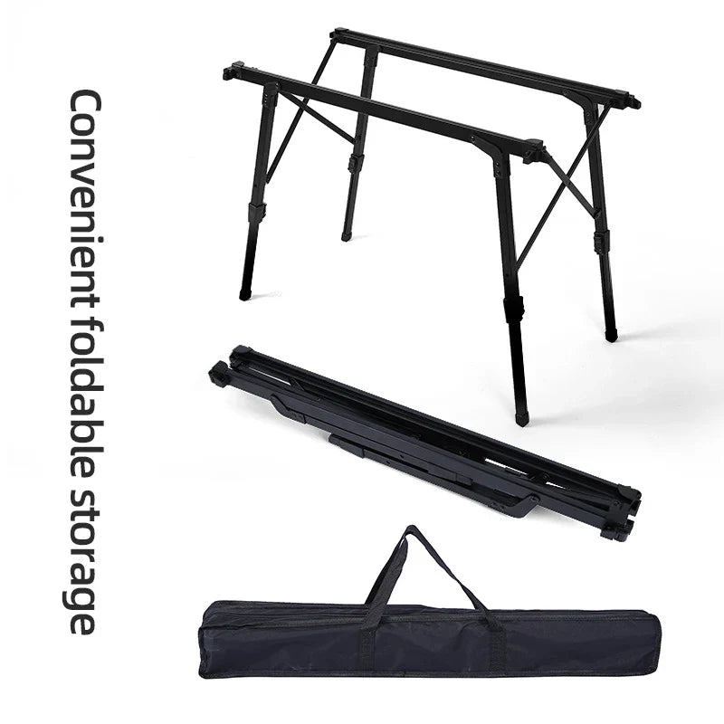 Multifunctional IGT Camping Table Adjustable Aluminum Alloy Black