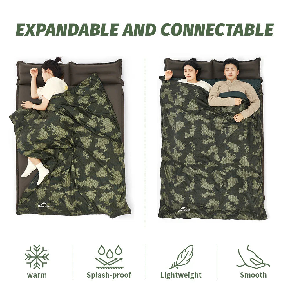 Camouflage Ultralight Waterproof Sleeping Bag  Splicable 3-Season Green