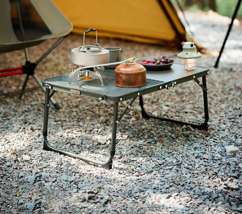 Ultralight Folding Camping Table Adjustable Height Outdoor Desk Green