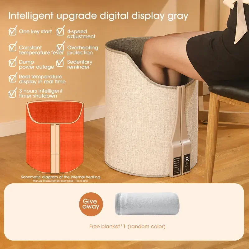 Portable Electric Foot Warmer Heater - Adjustable Thermostat, Foldable Design, 165W, Grey