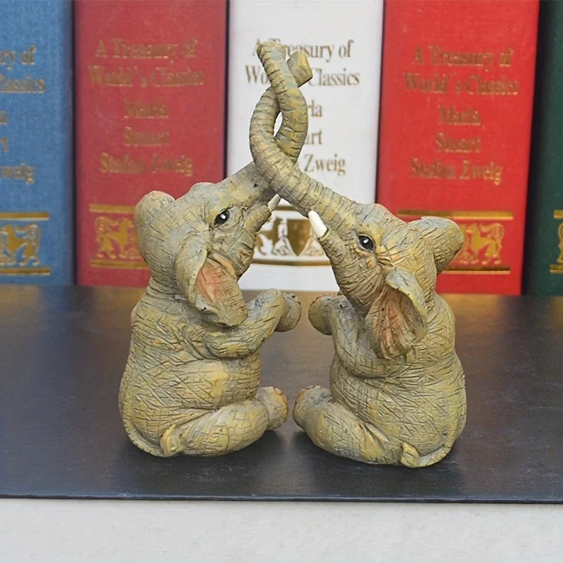 Adorable Elephant Couple Figurine