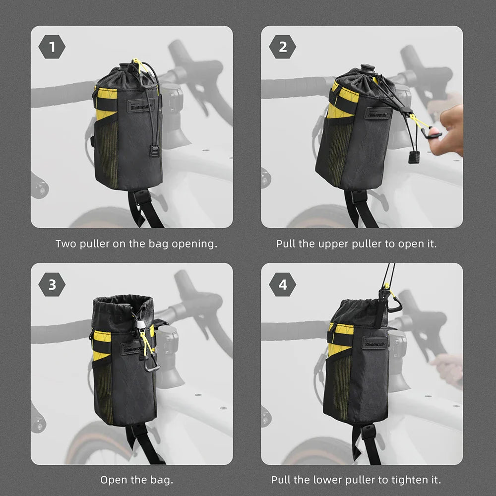 Insulated Handlebar Tool Bag 1L Nylon Carrier Pouch Yellow