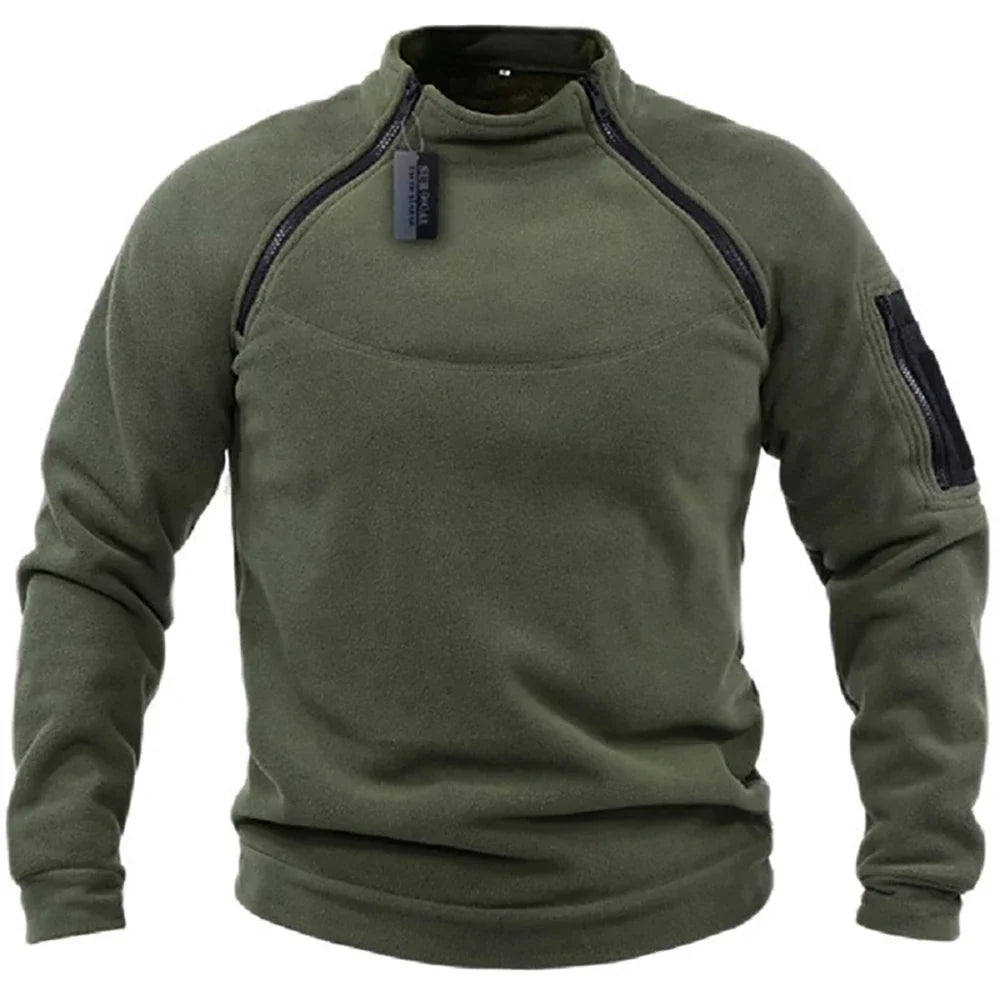 Men's Tactical Fleece Pullover Jacket Outdoor Hiking (Green)