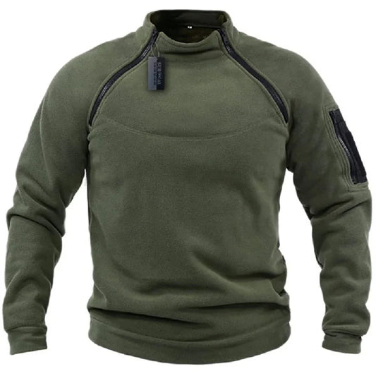 Men's Tactical Fleece Pullover Jacket Outdoor Hiking (Green)
