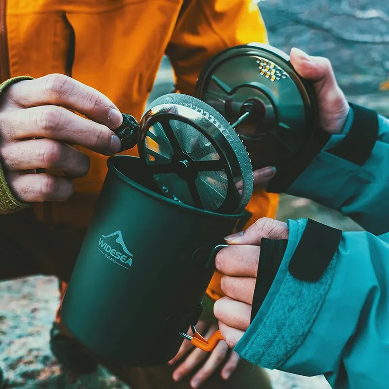Camping Pot with French Press 750ml Grey
