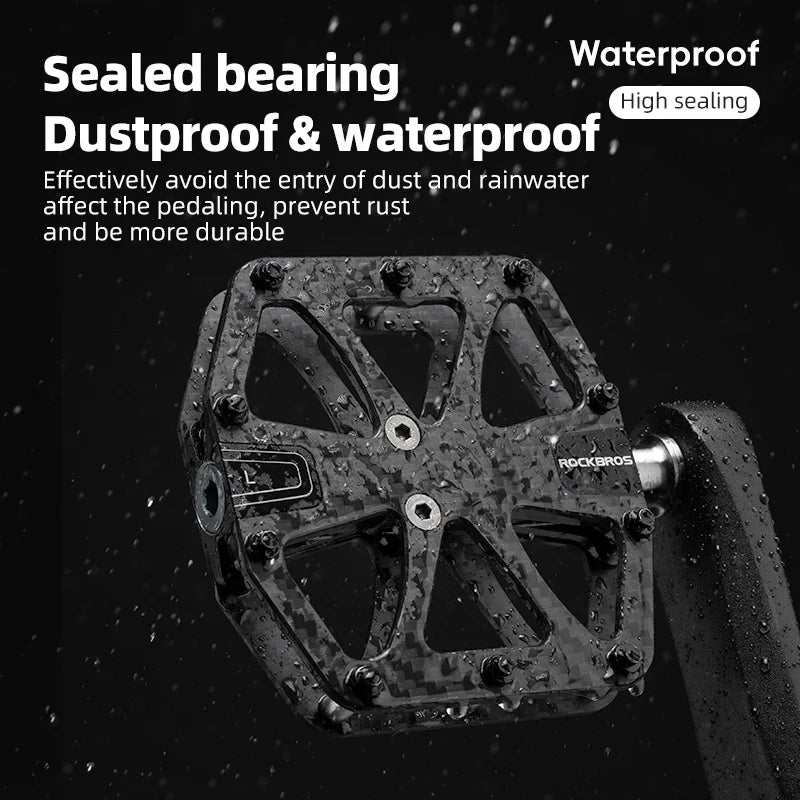 Ultra-Light T700 Carbon Fiber Bicycle Pedals 3-Bearing Black