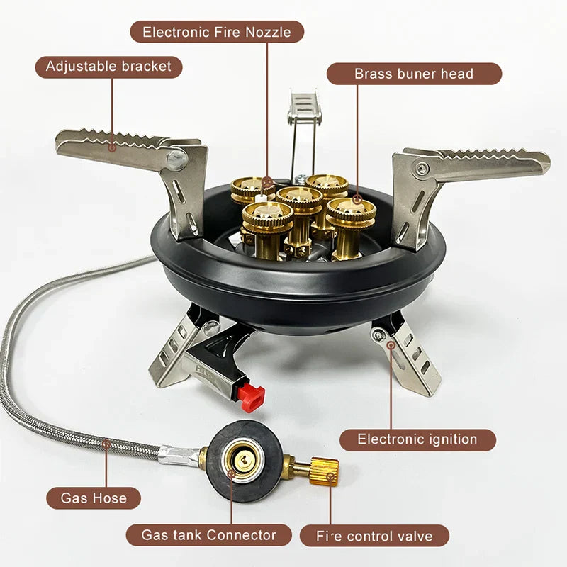 High-Pressure Camping Gas Stove 16000W Butane/Propane Black