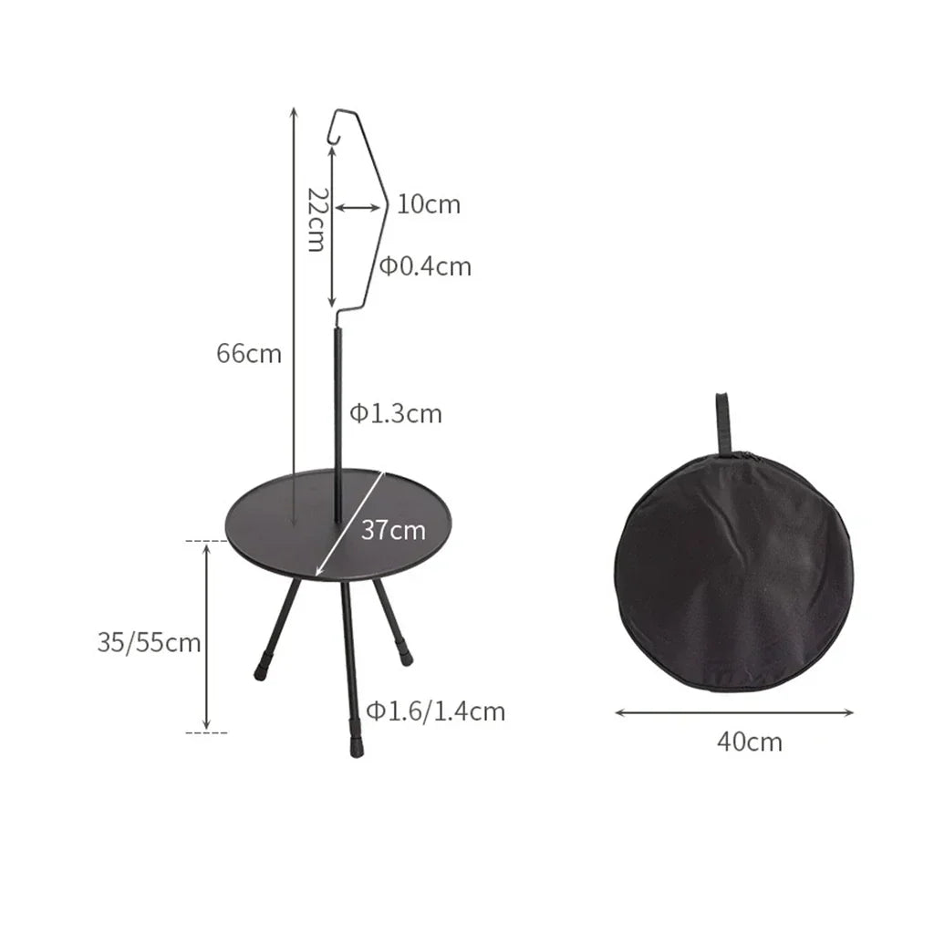Folding Round Table Portable Telescopic Outdoor Three-legged Dining Table with lamp holder