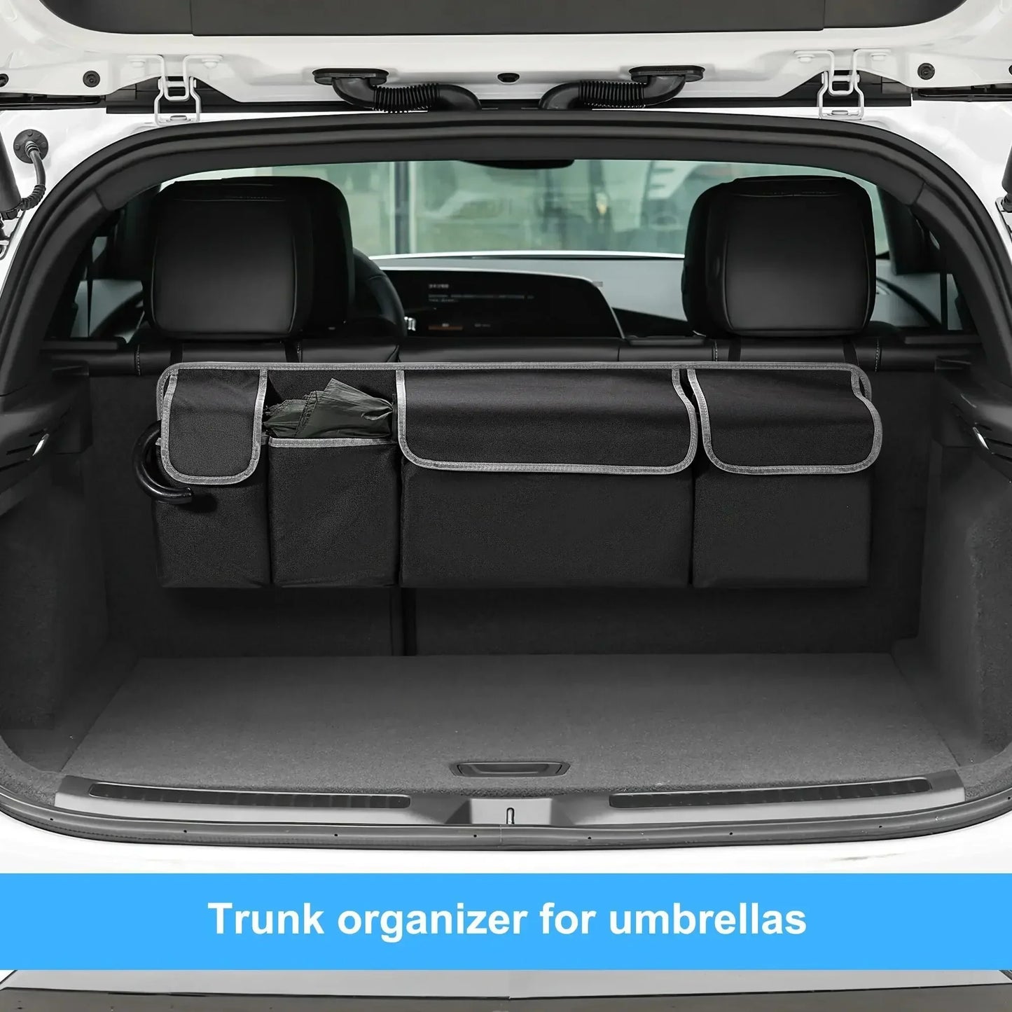 Car Trunk & Backseat Organizer High Capacity Multi Pocket Black