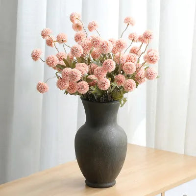 5-Head Pink Dandelion Flower Ball DIY Kit | Bouquet Silk Fake Flowers