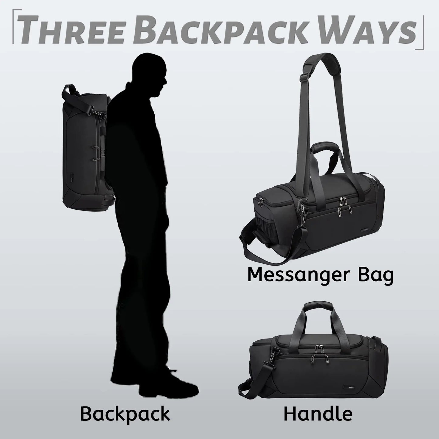 21-Inch Waterproof Duffel Travel Bag Black