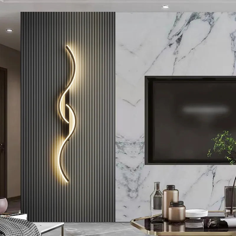 Minimalist LED Wall Lamp - Long Strip Sconces, Black, 100cm