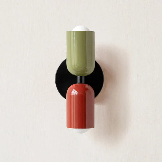 Vibrant Nordic Minimalist Wall Light - Green Red Lampshade, Plug-in Design